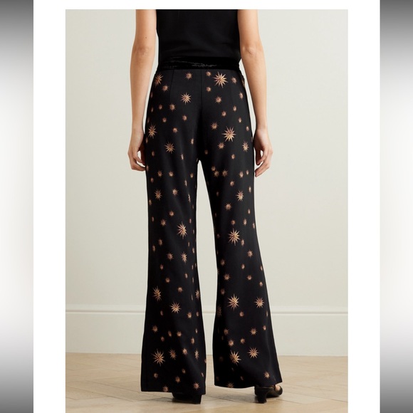 Camilla velvet trimmed printed woven flare pants - Picture 4 of 6